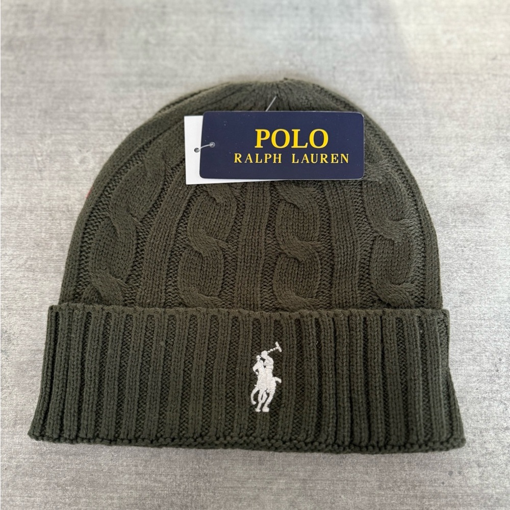 Ralph Lauren Olive Knit Beanie